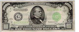 1934 $US 1000 Federal Reserve Note